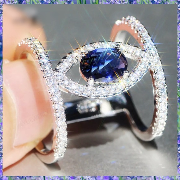 HOT Paved Double Band Geometric Marquise Halo Ring - Picture 4 of 10